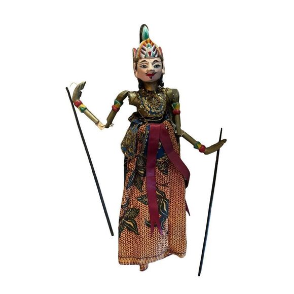 Vtg Wayang Golek Puppet Two Faced Asian Indonesia Art Folk Art 25”Java Handmade - Picture 7 of 12